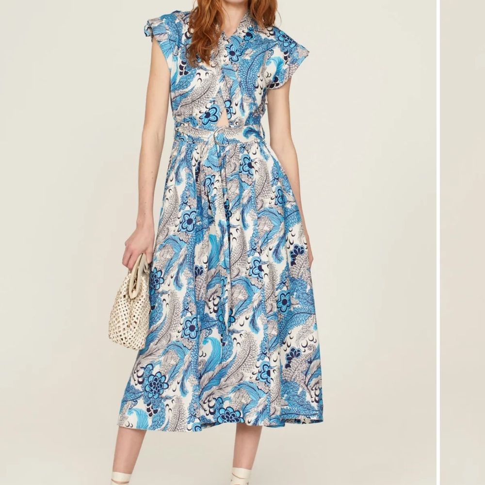 Derek Lam Blue Swirl Halter Dress